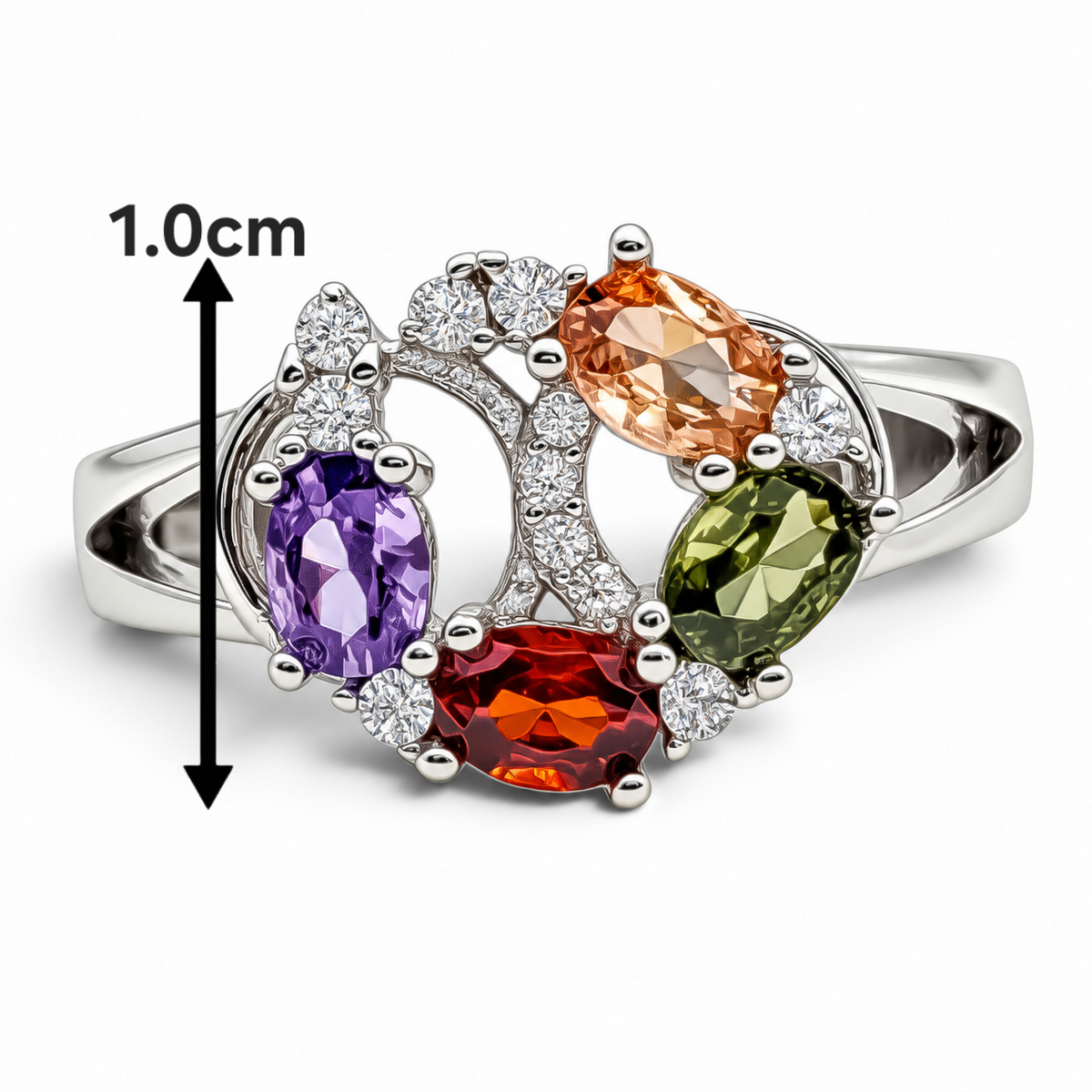 Anillo Zirconias Multicolor Plata Ley 925