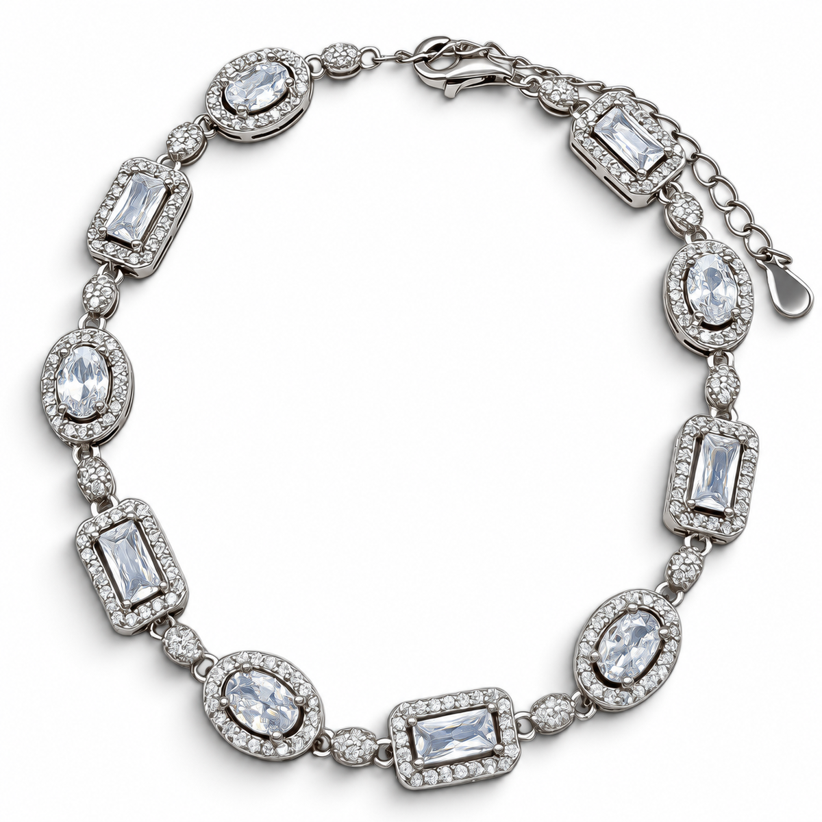 Pulsera Zirconia Blanca Plata Ley 925