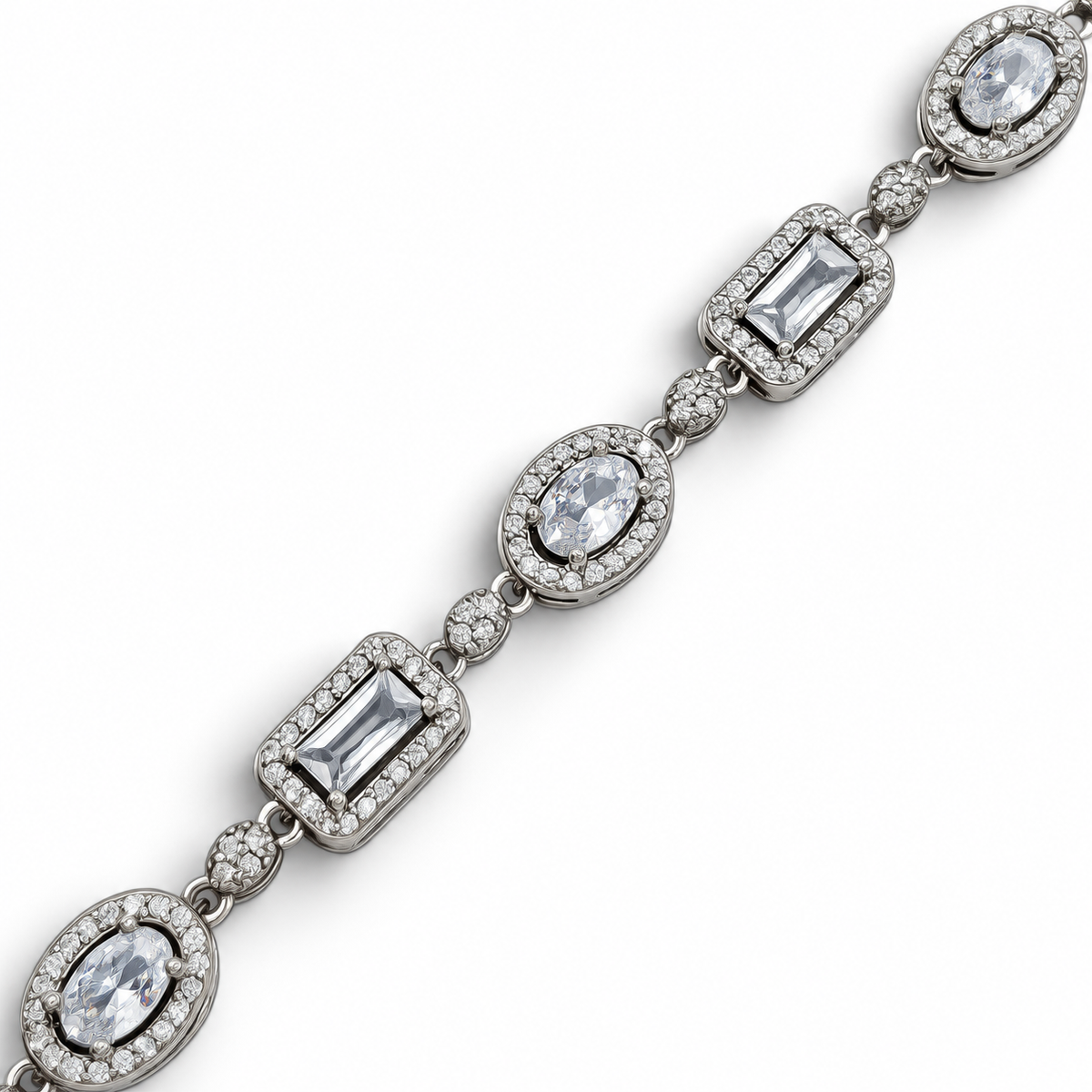 Pulsera Zirconia Blanca Plata Ley 925