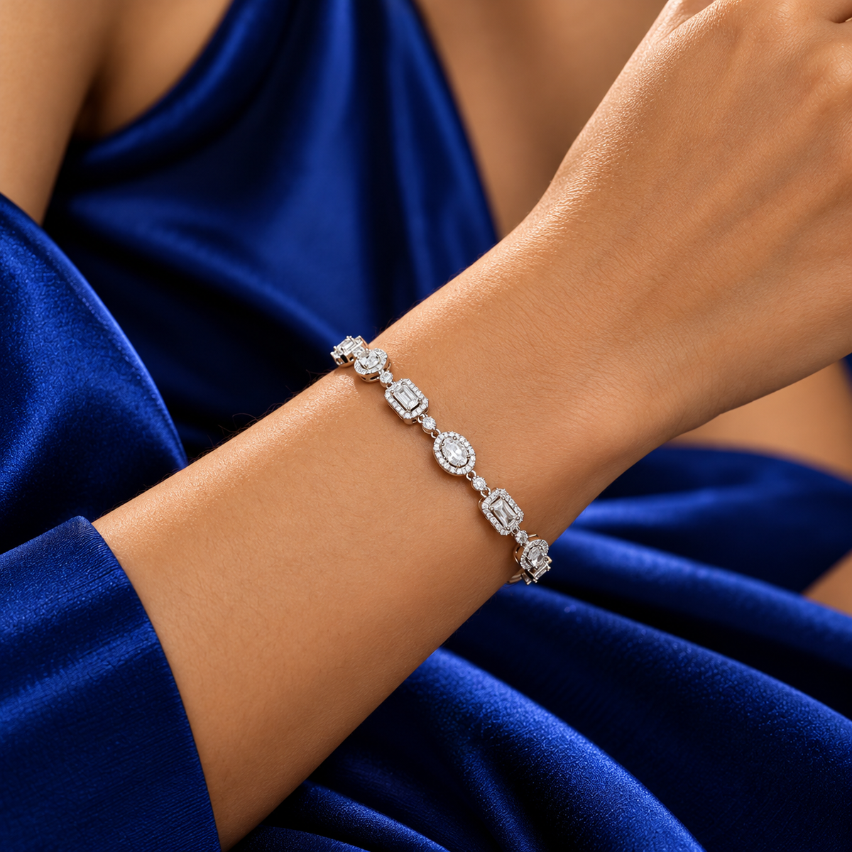 Pulsera Zirconia Blanca Plata Ley 925