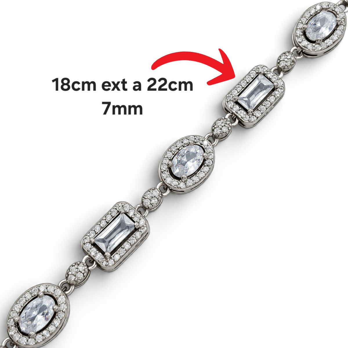 Pulsera Zirconia Blanca Plata Ley 925