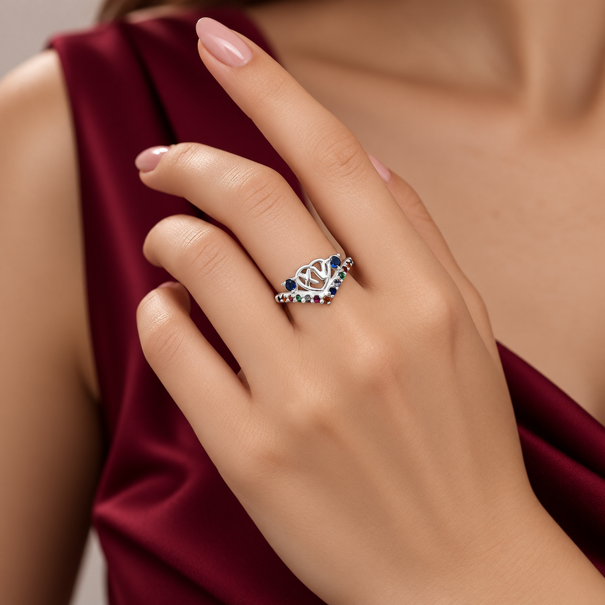 Anillo XV Azul Plata Ley 925