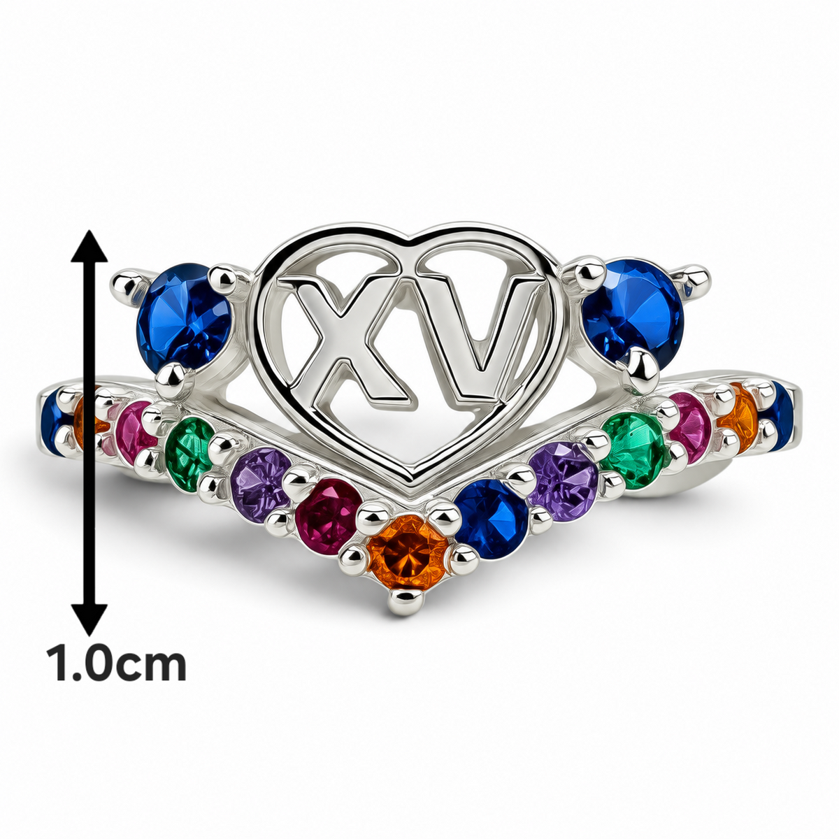 Anillo XV Azul Plata Ley 925