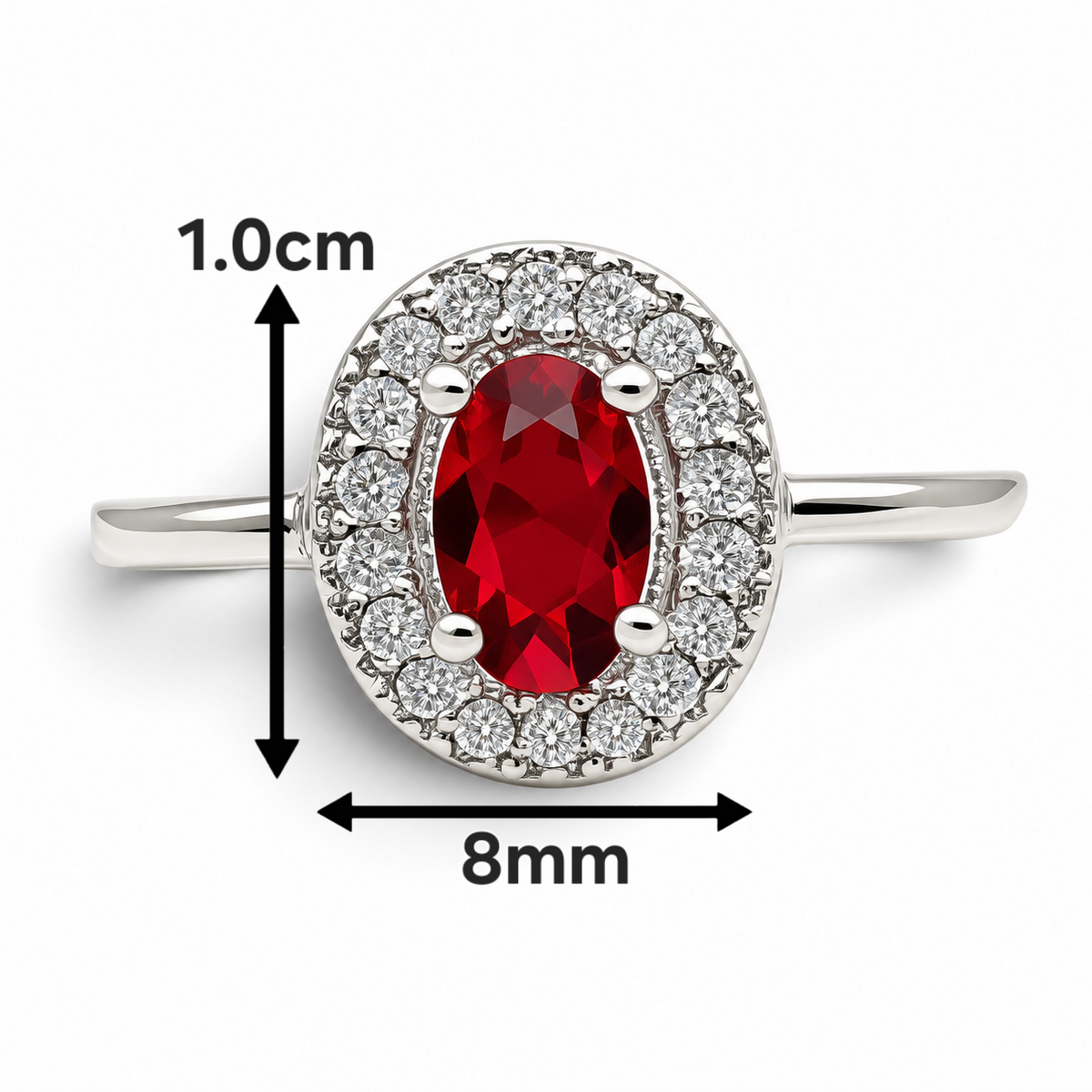 Anillo Zirconia Rojo Plata Ley 925