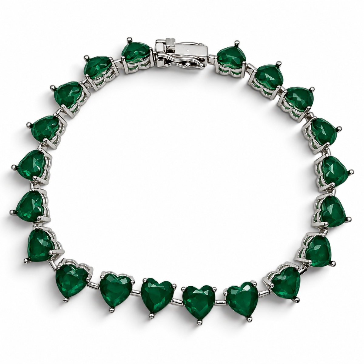 Pulsera Corazones Turmalina Plata Ley 925