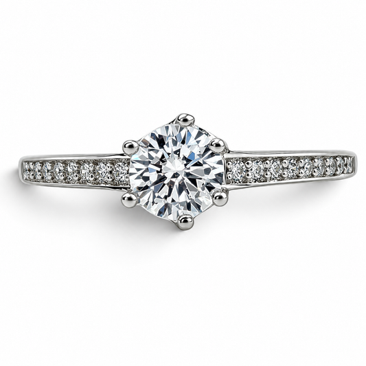 Anillo Zirconia Redonda Plata Ley 925