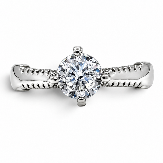 Anillo Redondo Zirconia Plata Ley 925