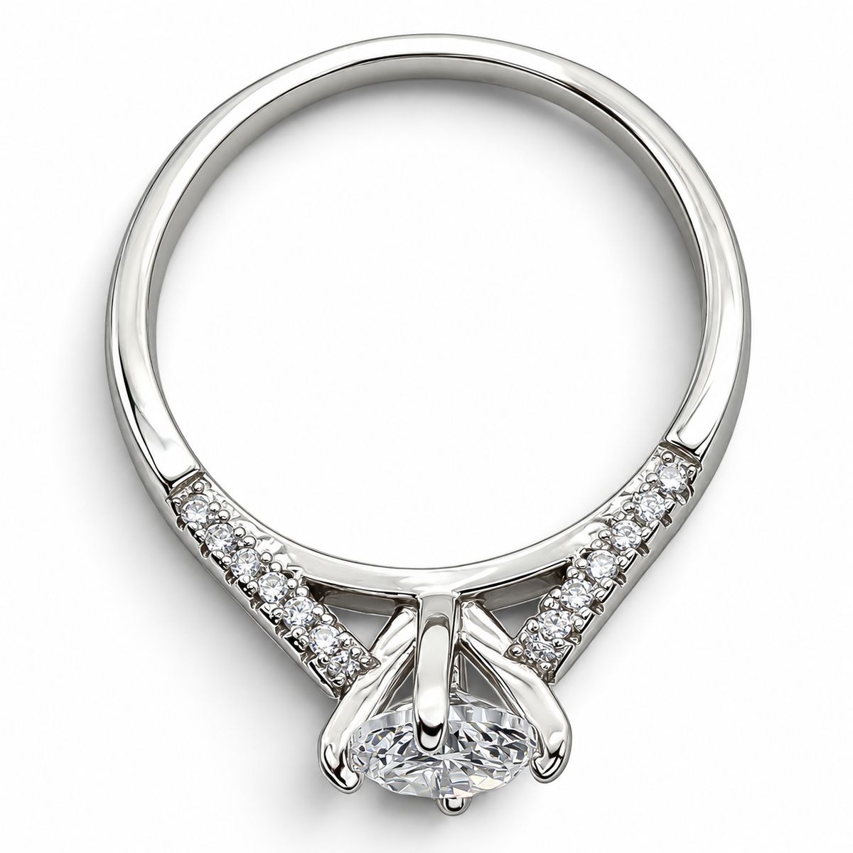 Anillo Redondo Zirconia Plata Ley 925