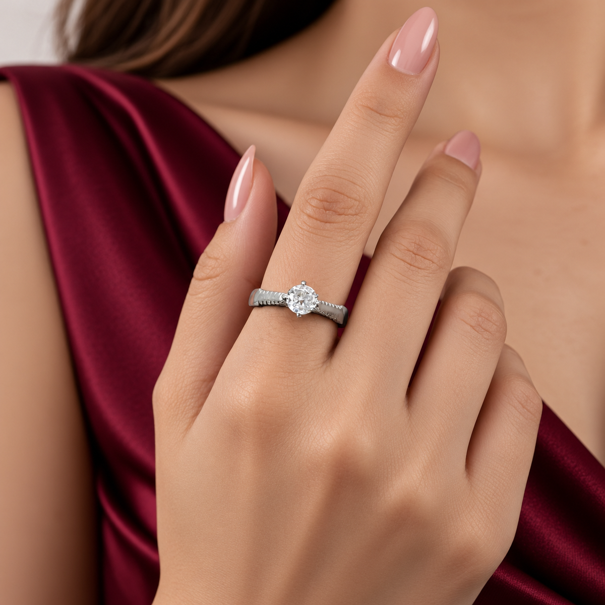 Anillo Redondo Zirconia Plata Ley 925