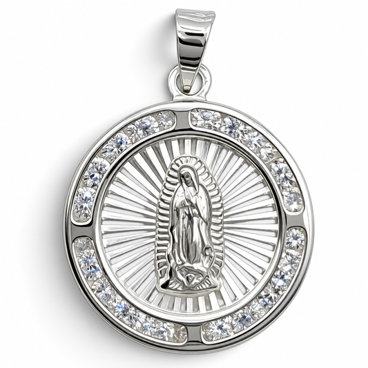Dije Medalla Virgen Plata Ley 925