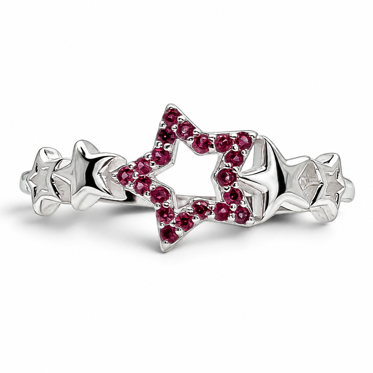 Anillo Estrella Fiusha Plata Ley 925