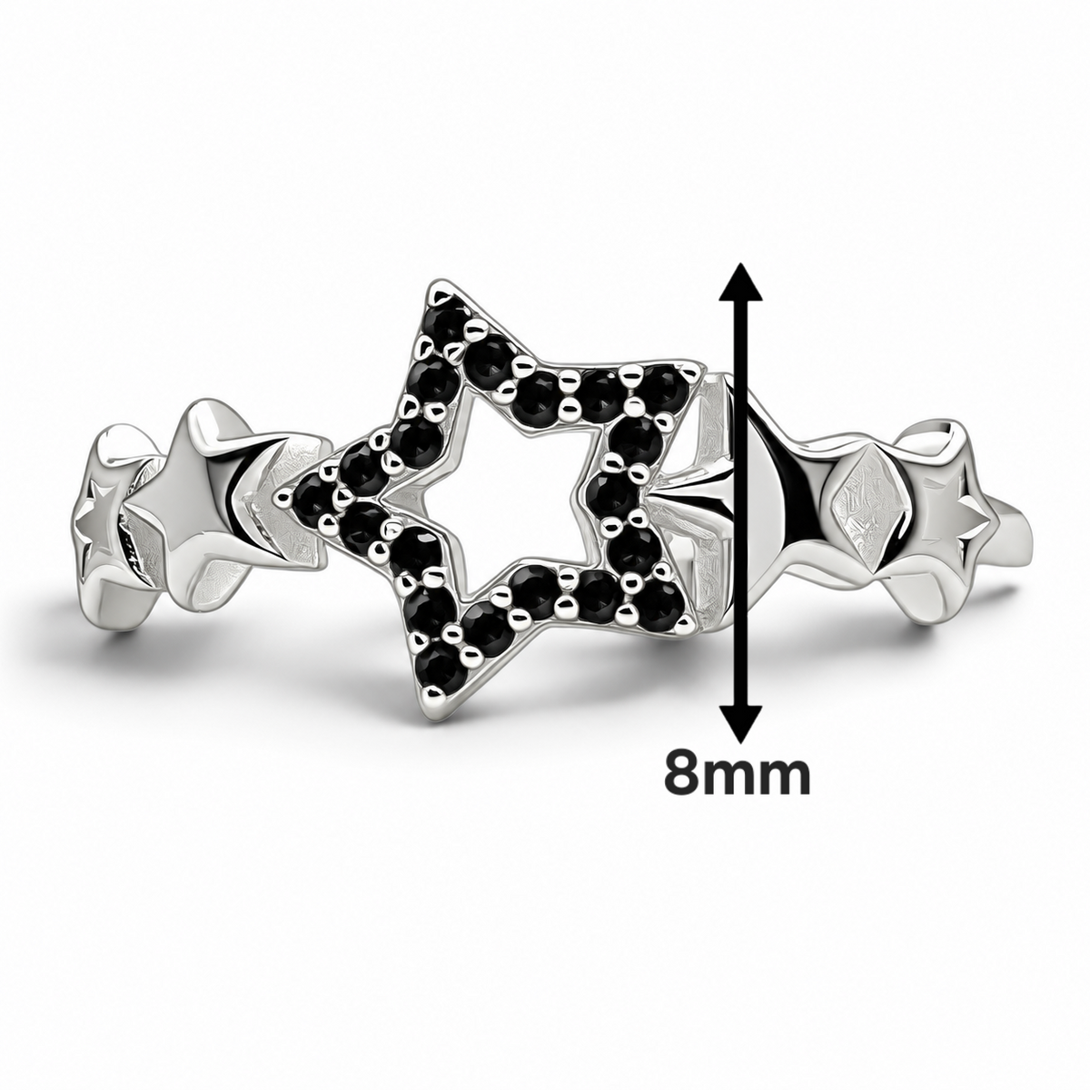 Anillo Estrella Negro Plata Ley 925