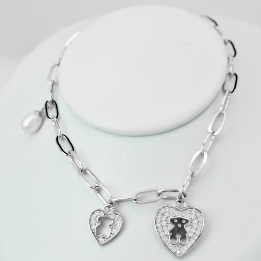 Pulsera Corazon Oso Zirconia