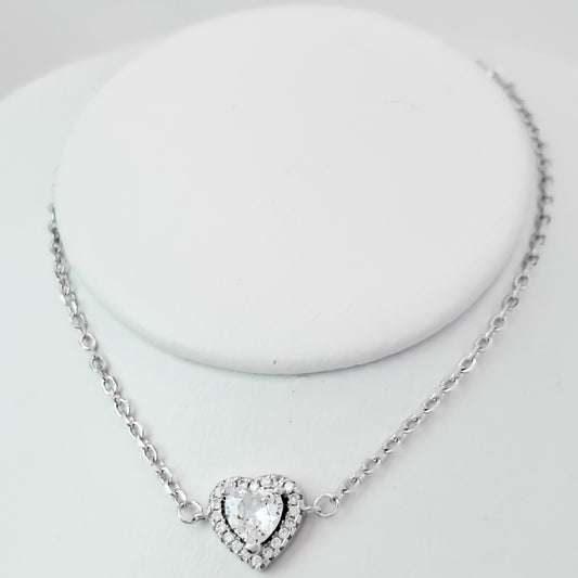 Pulsera Zirconia Corazon Blanco