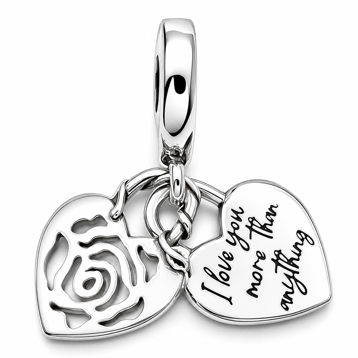 Charm Corazon Rosa Plata Ley 925