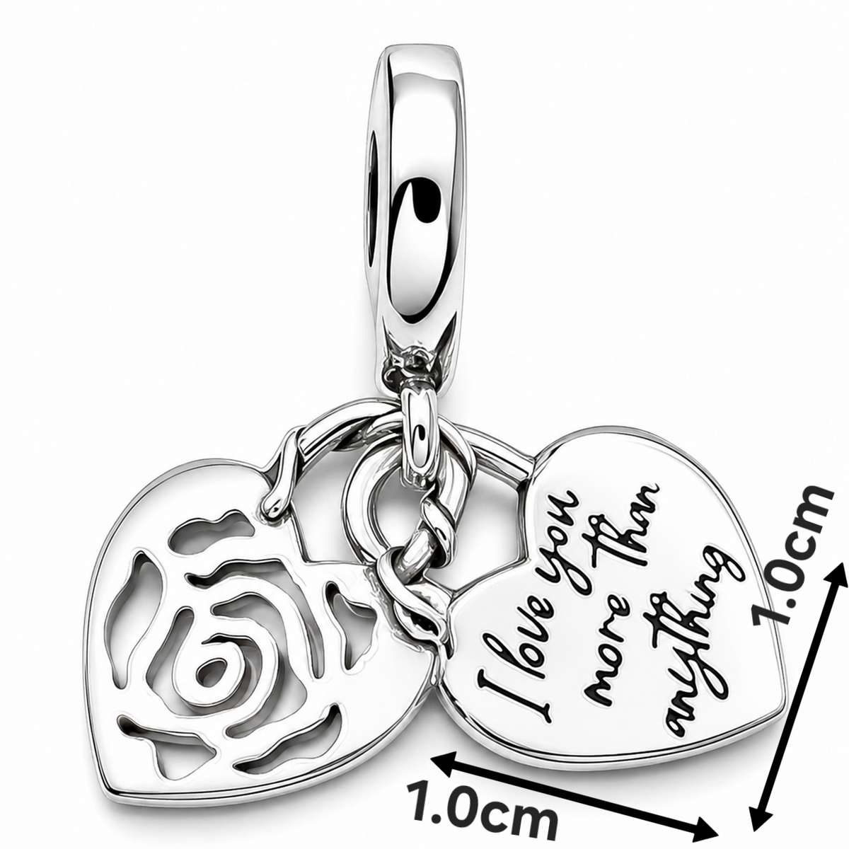 Charm Corazon Rosa Plata Ley 925