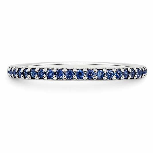 Anillo Zirconia Azul Pan Plata Ley 925