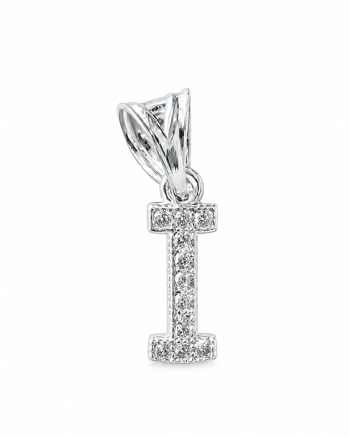 Dije Letra I  Mini con Zirconia Plata .925 Taxco Mayoreo