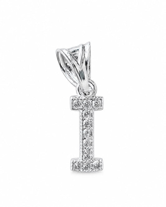 Dije Letra I  Mini con Zirconia Plata .925 Taxco Mayoreo