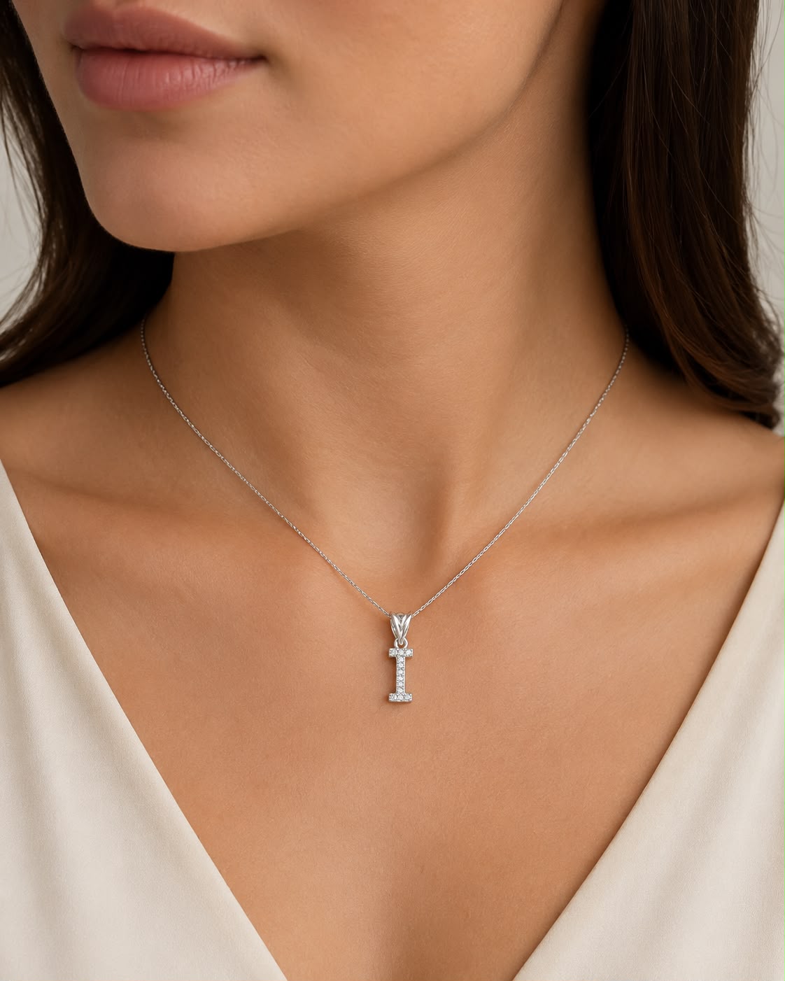 Dije Letra I  Mini con Zirconia Plata .925 Taxco Mayoreo
