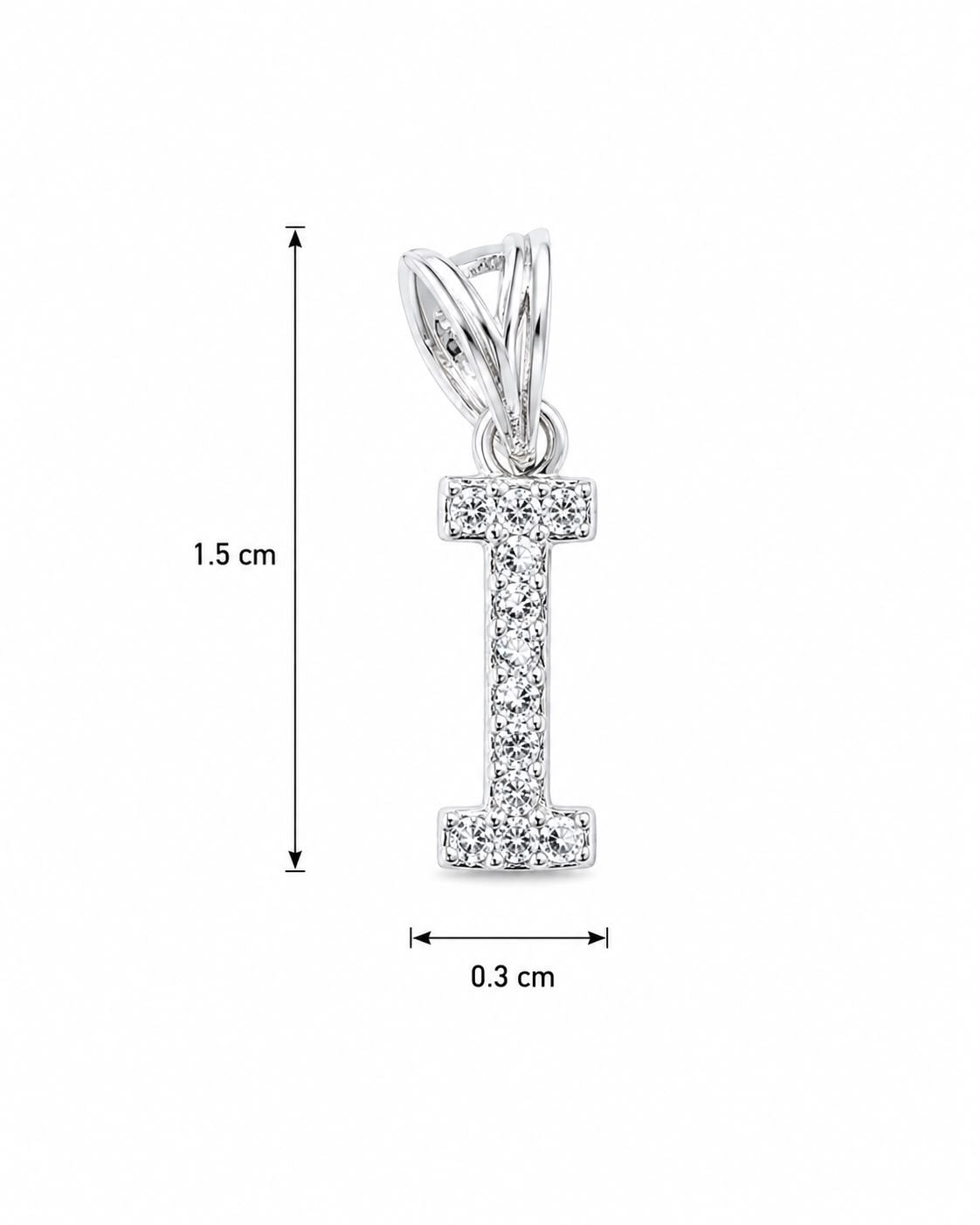 Dije Letra I  Mini con Zirconia Plata .925 Taxco Mayoreo