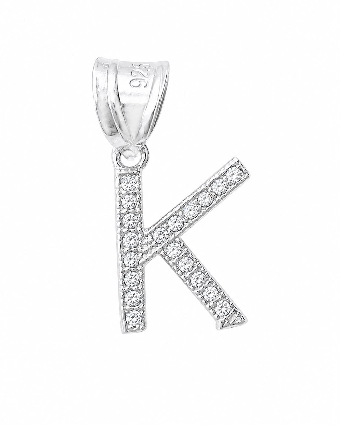 Dije Letra K Mini con Zirconia Plata .925 Taxco Mayoreo