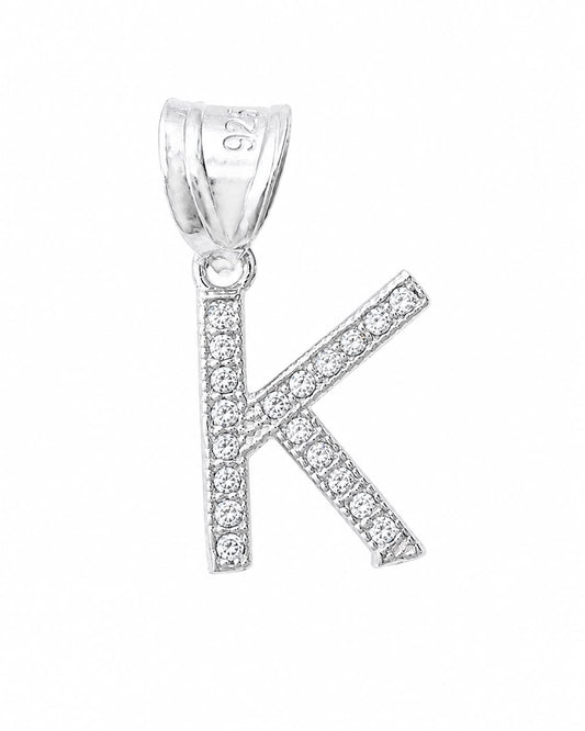 Dije Letra K Mini con Zirconia Plata .925 Taxco Mayoreo