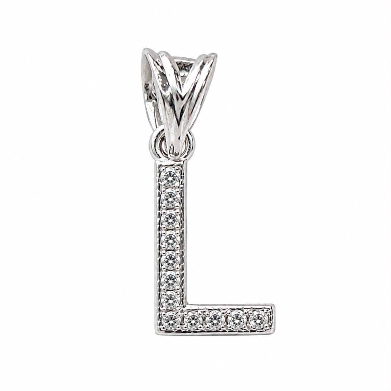 Dije Letra L Mini con Zirconia Plata .925 Taxco Mayoreo