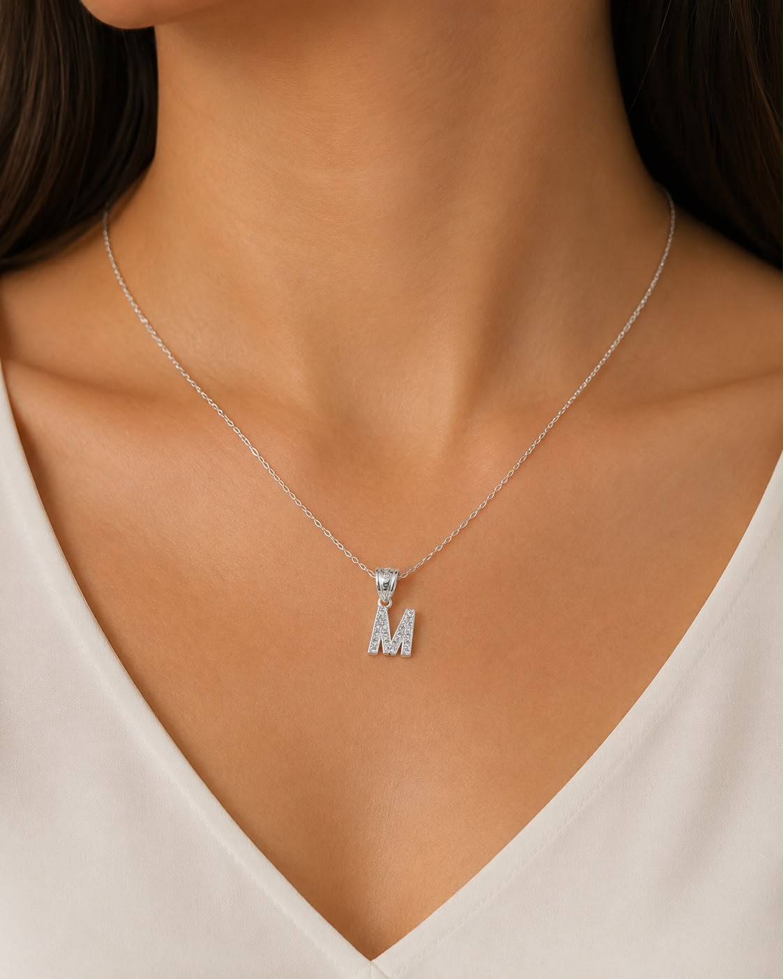 Dije Letra M Mini con Zirconia Plata .925 Taxco Mayoreo