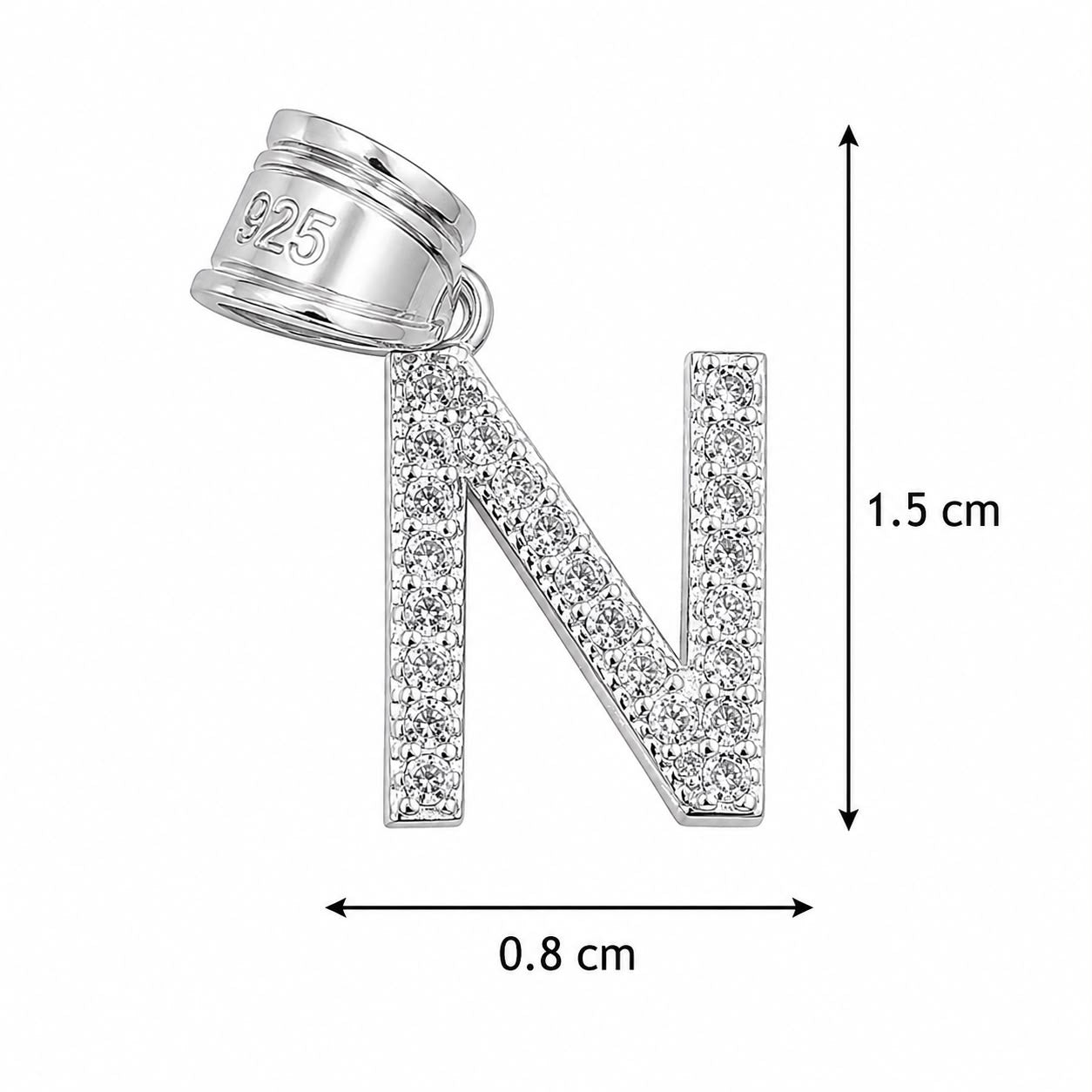 Dije Letra N Mini con Zirconia Plata .925 Taxco Mayoreo