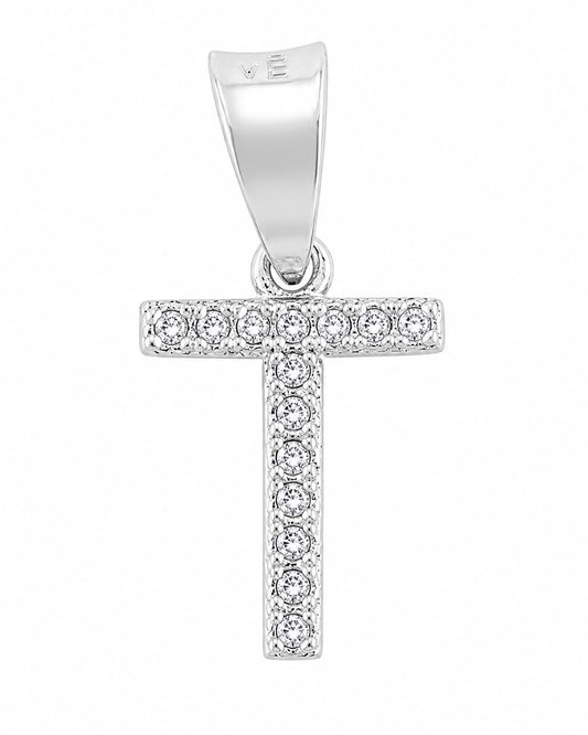 Dije Letra T Mini con Zirconia Plata .925 Taxco Mayoreo