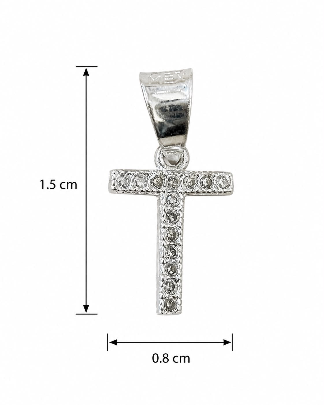Dije Letra T Mini con Zirconia Plata .925 Taxco Mayoreo