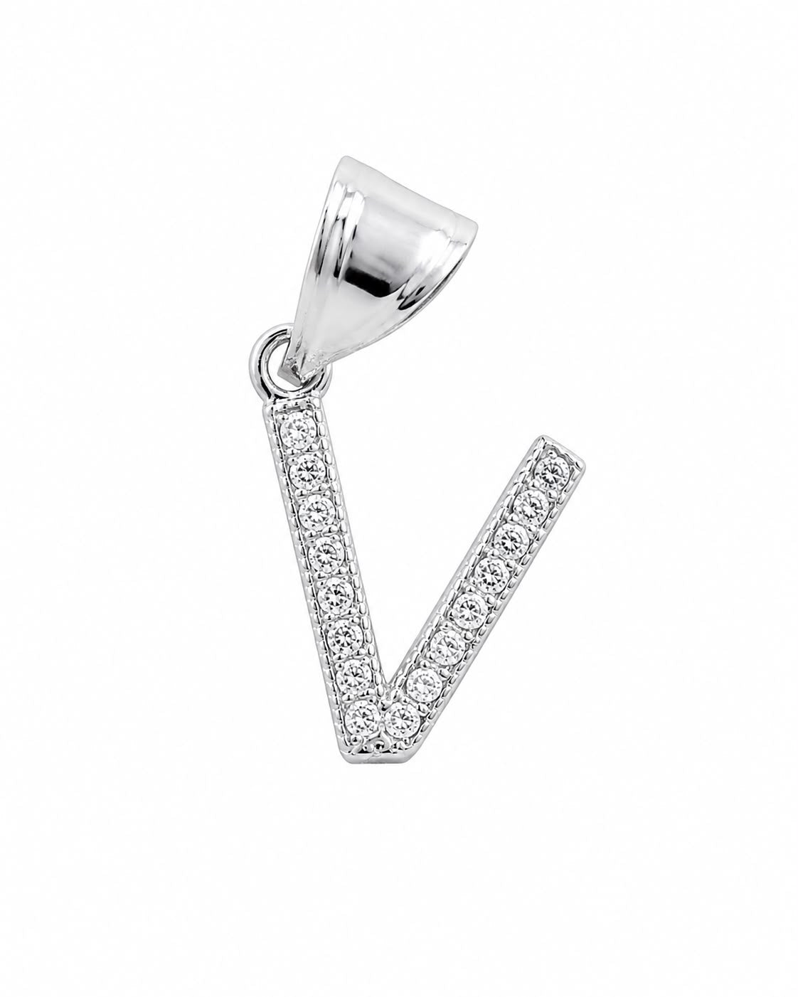 Dije Letra V Mini con Zirconia Plata .925 Taxco Mayoreo