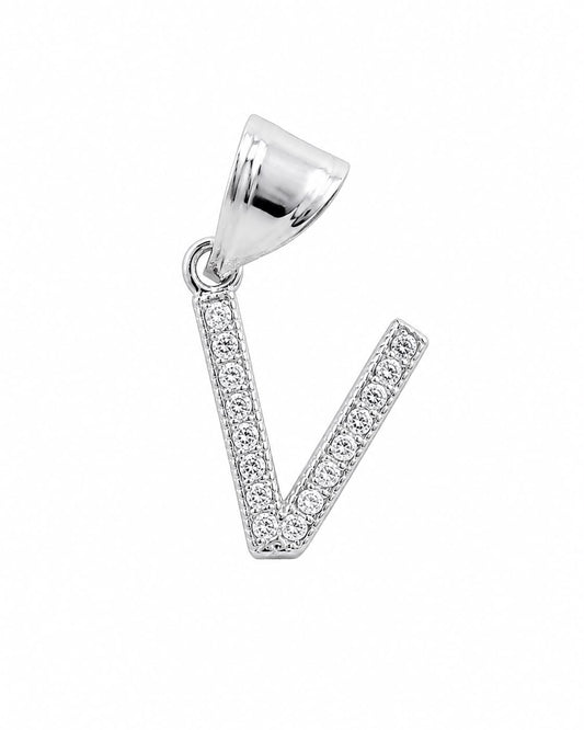 Dije Letra V Mini con Zirconia Plata .925 Taxco Mayoreo