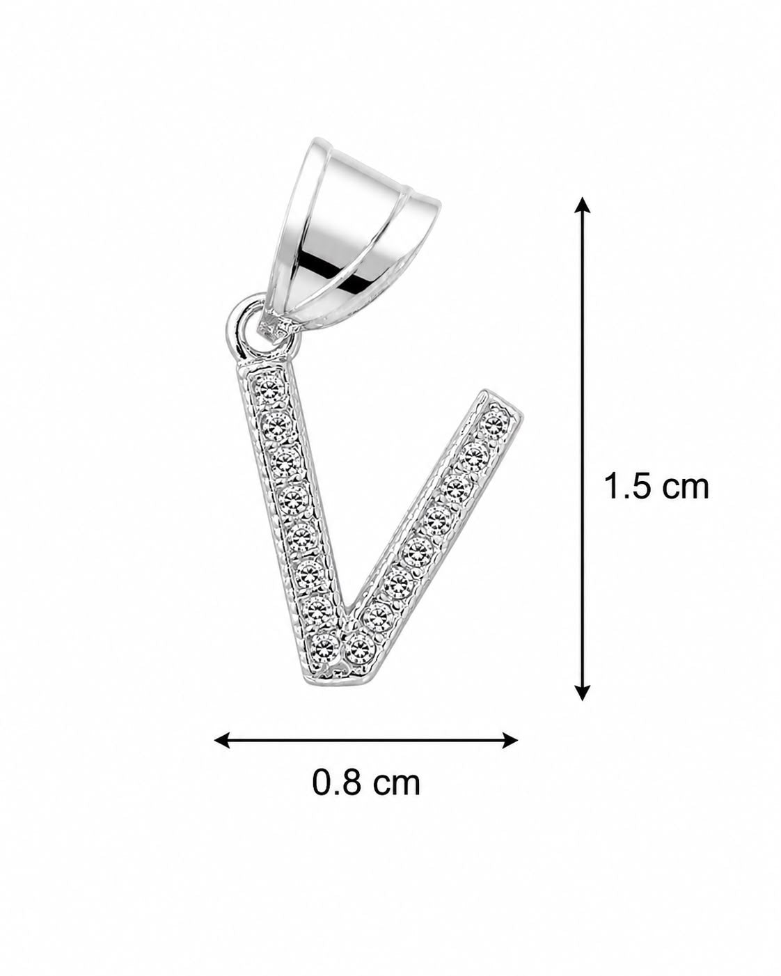 Dije Letra V Mini con Zirconia Plata .925 Taxco Mayoreo