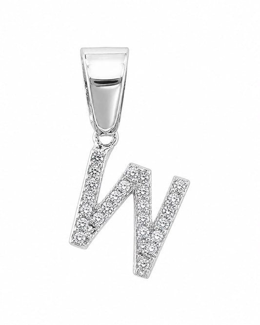 Dije Letra W Mini con Zirconia Plata .925 Taxco Mayoreo