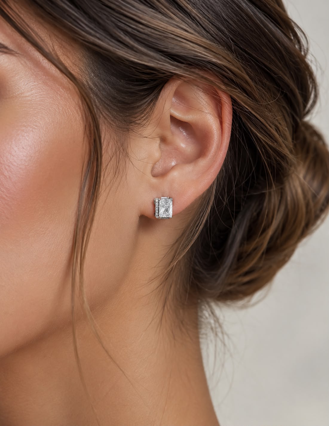 Aretes Inspirados Rectangulo Blanco Estilo Pan en Plata Ley .925