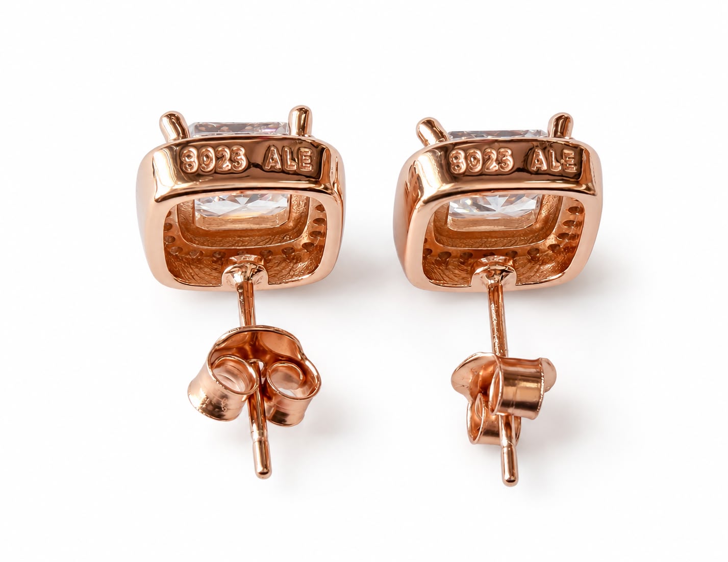 Aretes Inspirados Cuadro Estilo Pan en Plata rosa Ley .925
