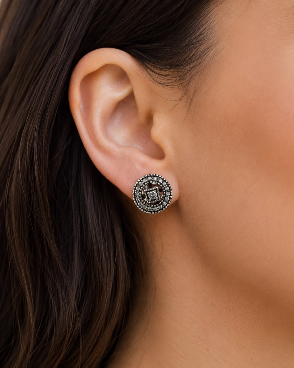 Aretes Inspirados Circulo Estilo Pan en Plata Ley .925