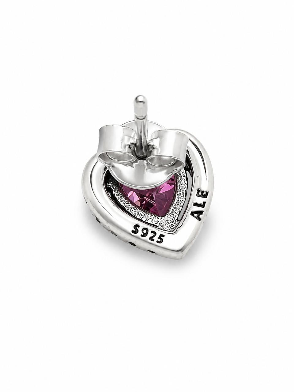 Aretes Inspirados Corazon Rosa Estilo Pan en Plata Ley .925  Aretes