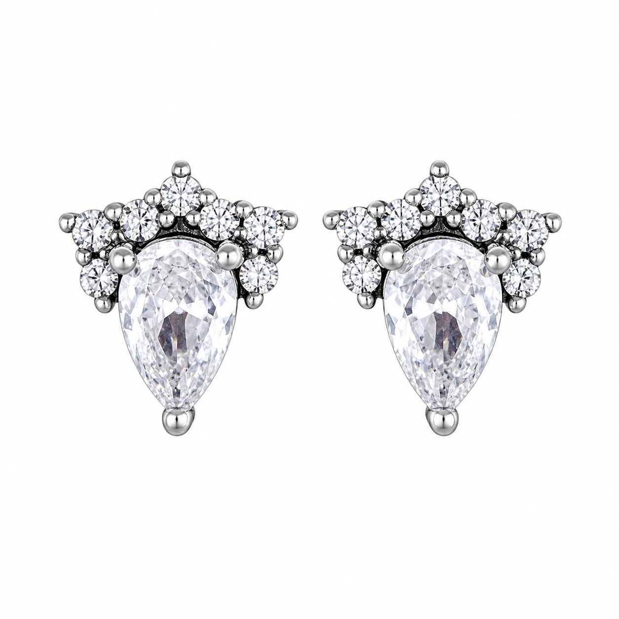 Aretes Inspirados Zirconia Estilo Pan en Plata Ley .925