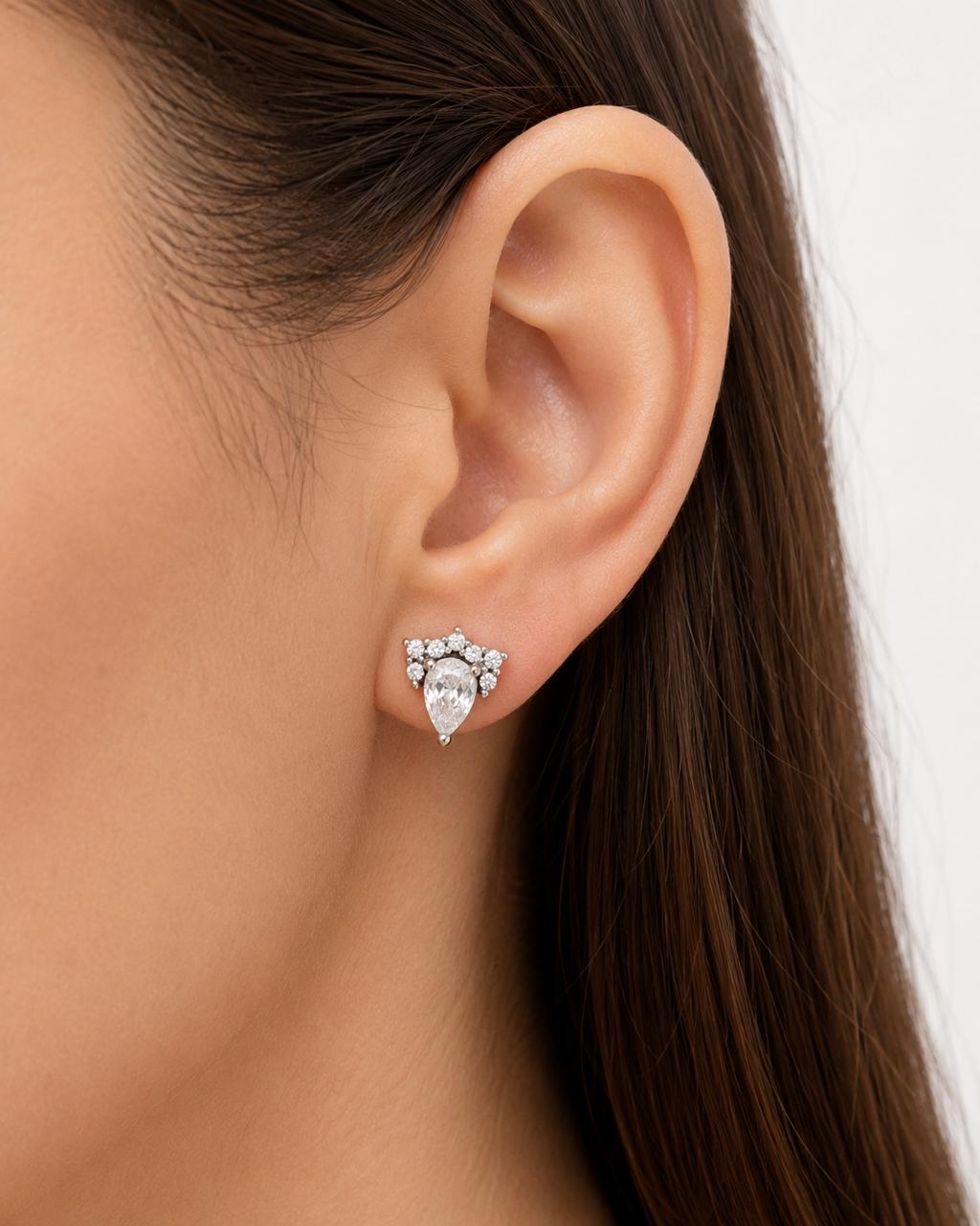 Aretes Inspirados Zirconia Estilo Pan en Plata Ley .925