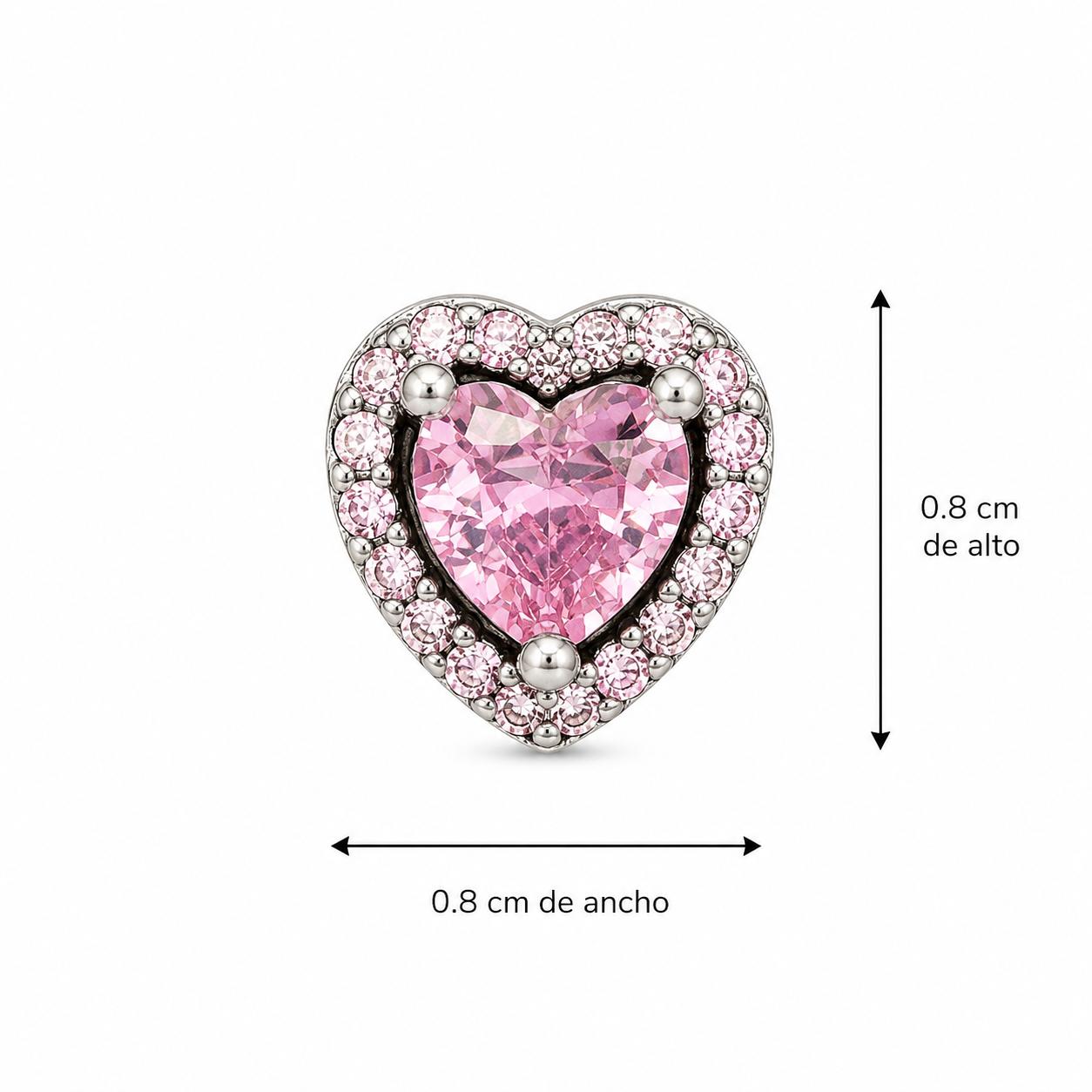 Aretes Inspirados Corazon Rosa Estilo Pan en Plata Ley .925  Aretes