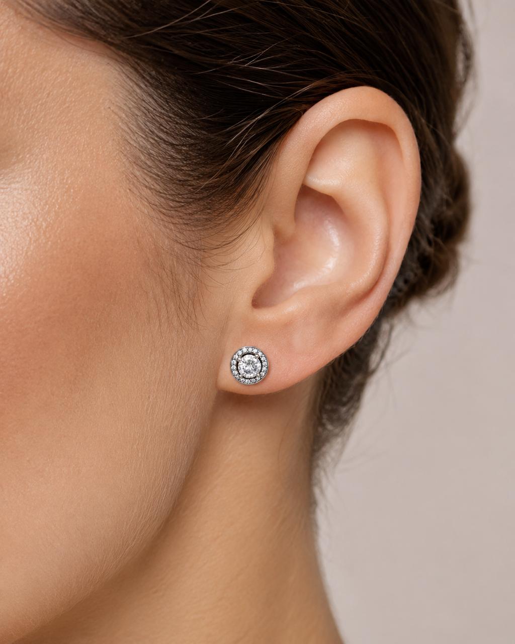 Aretes Inspirados Circulo Zirconia Estilo Pan en Plata Ley .925