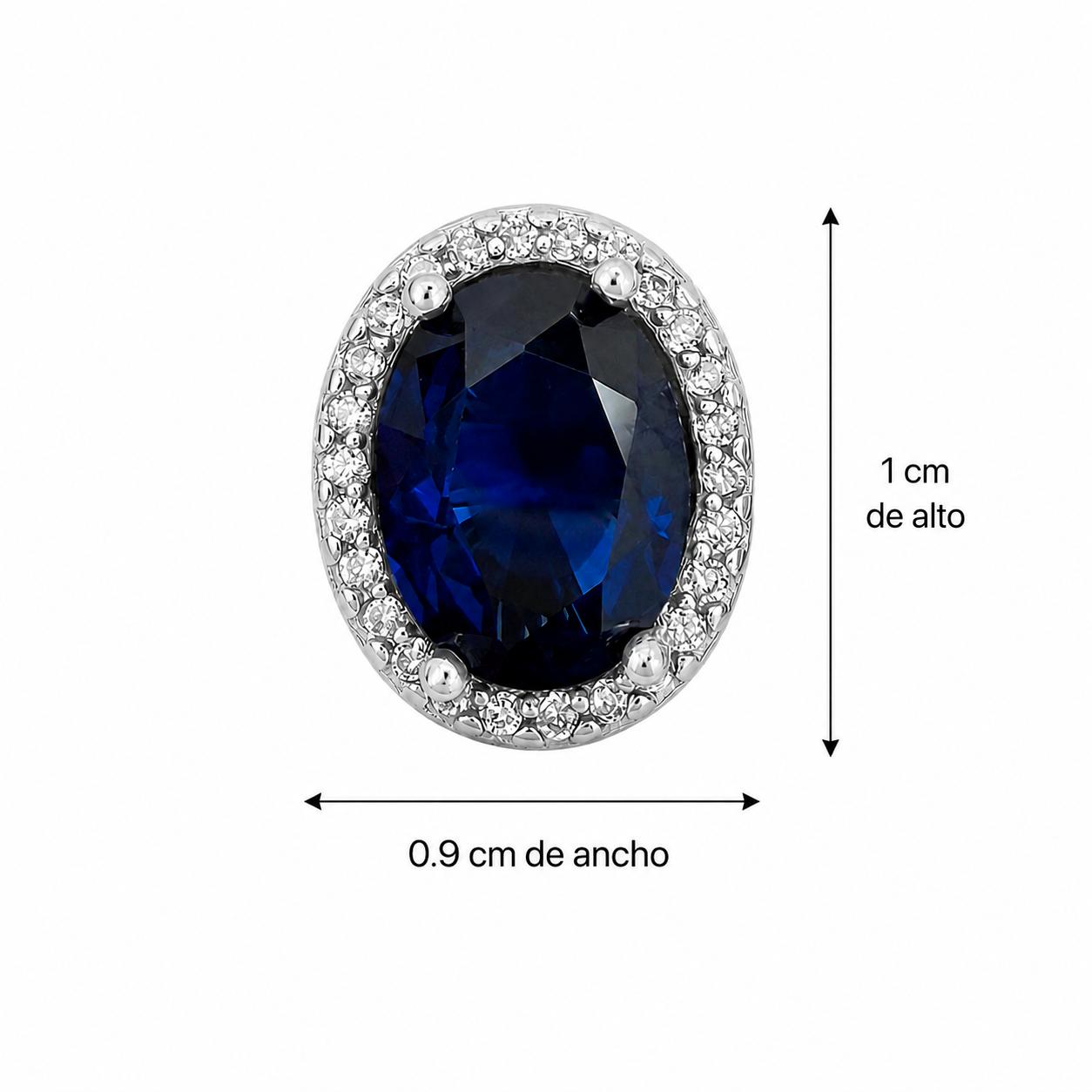 Aretes Inspirados Ovalo Azul Zirconia Estilo Pan en Plata Ley .925