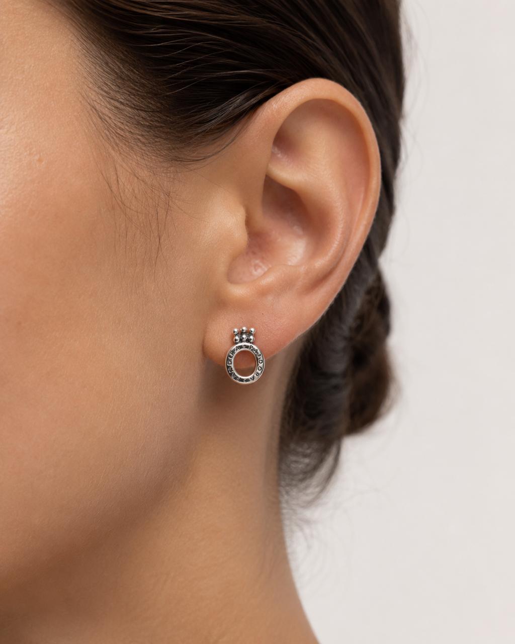 Aretes Inspirados Corona Estilo Pan en Plata Ley .925