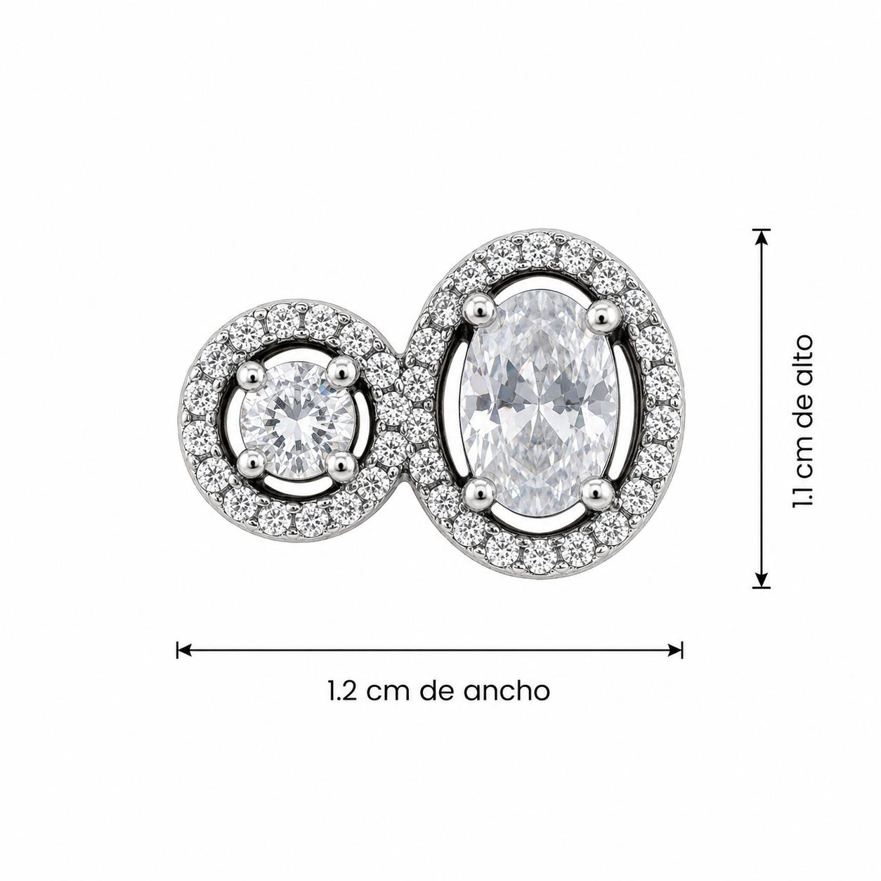Aretes Inspirados Circulos Zirconia Estilo Pan en Plata Ley .925