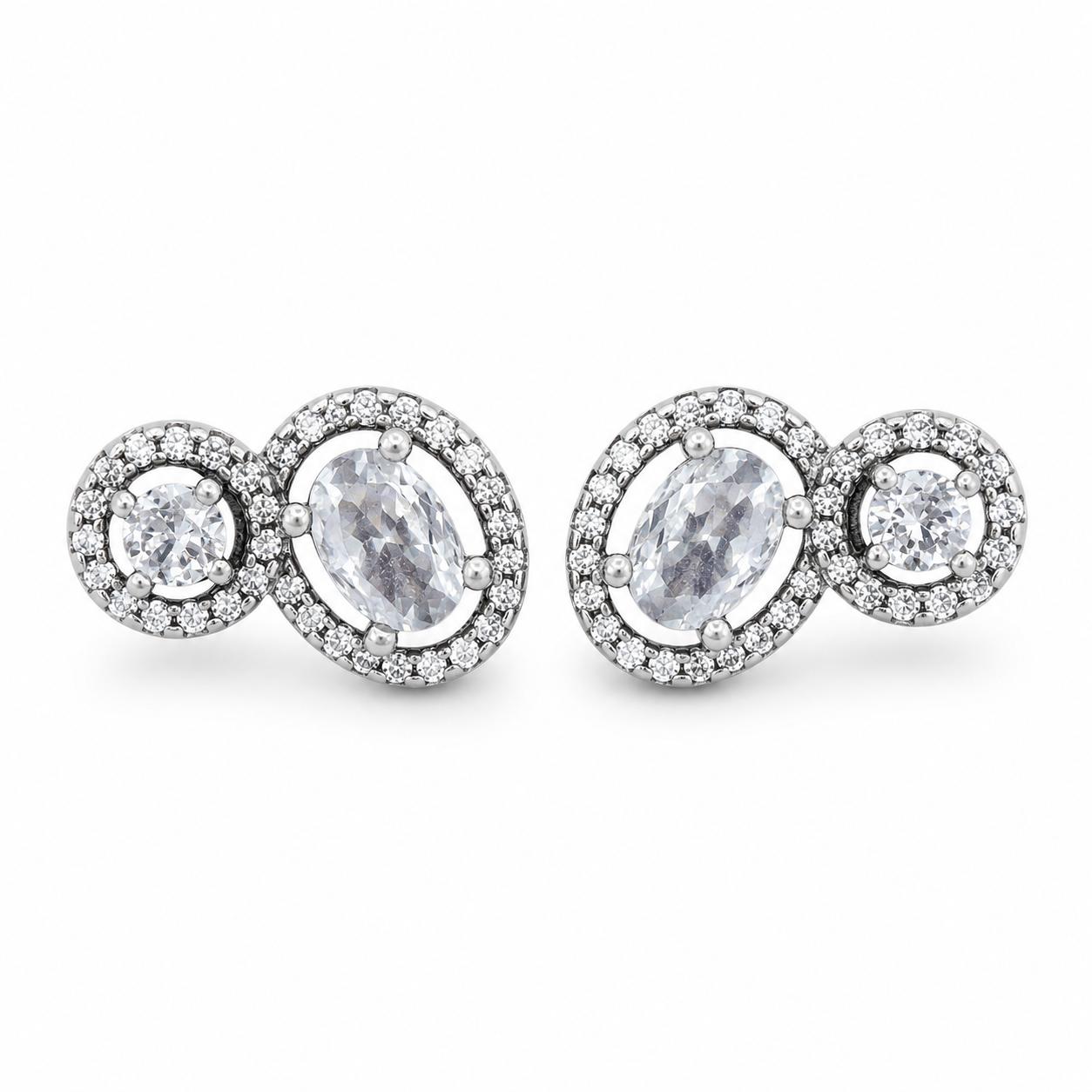 Aretes Inspirados Circulos Zirconia Estilo Pan en Plata Ley .925