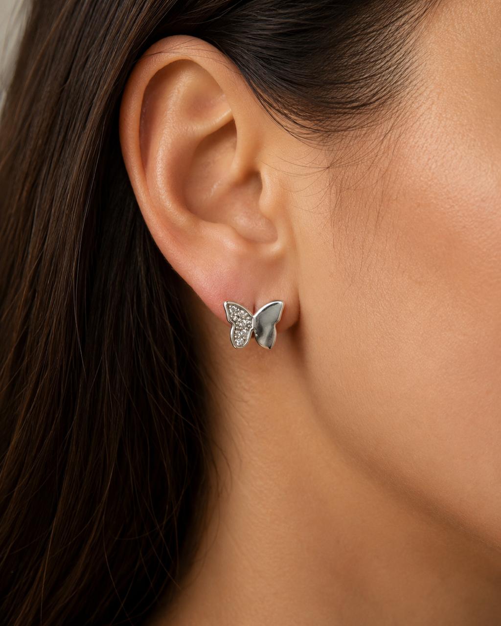 Aretes Inspirados Mariposa Estilo Pan en Plata Ley .925