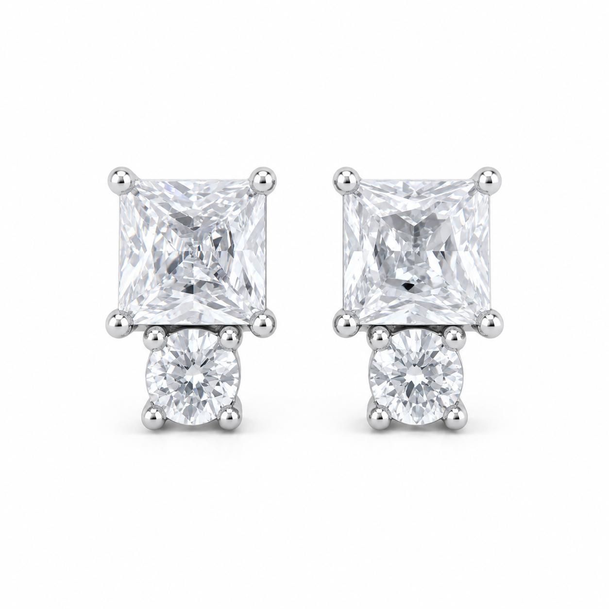 Aretes Inspirados Zirconia Cuadro Estilo Pan en Plata Ley .925